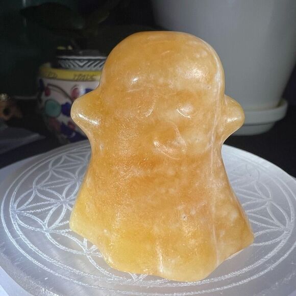 Yellow Calcite Crystal Ghost Carving‎ - Picture 3 of 13